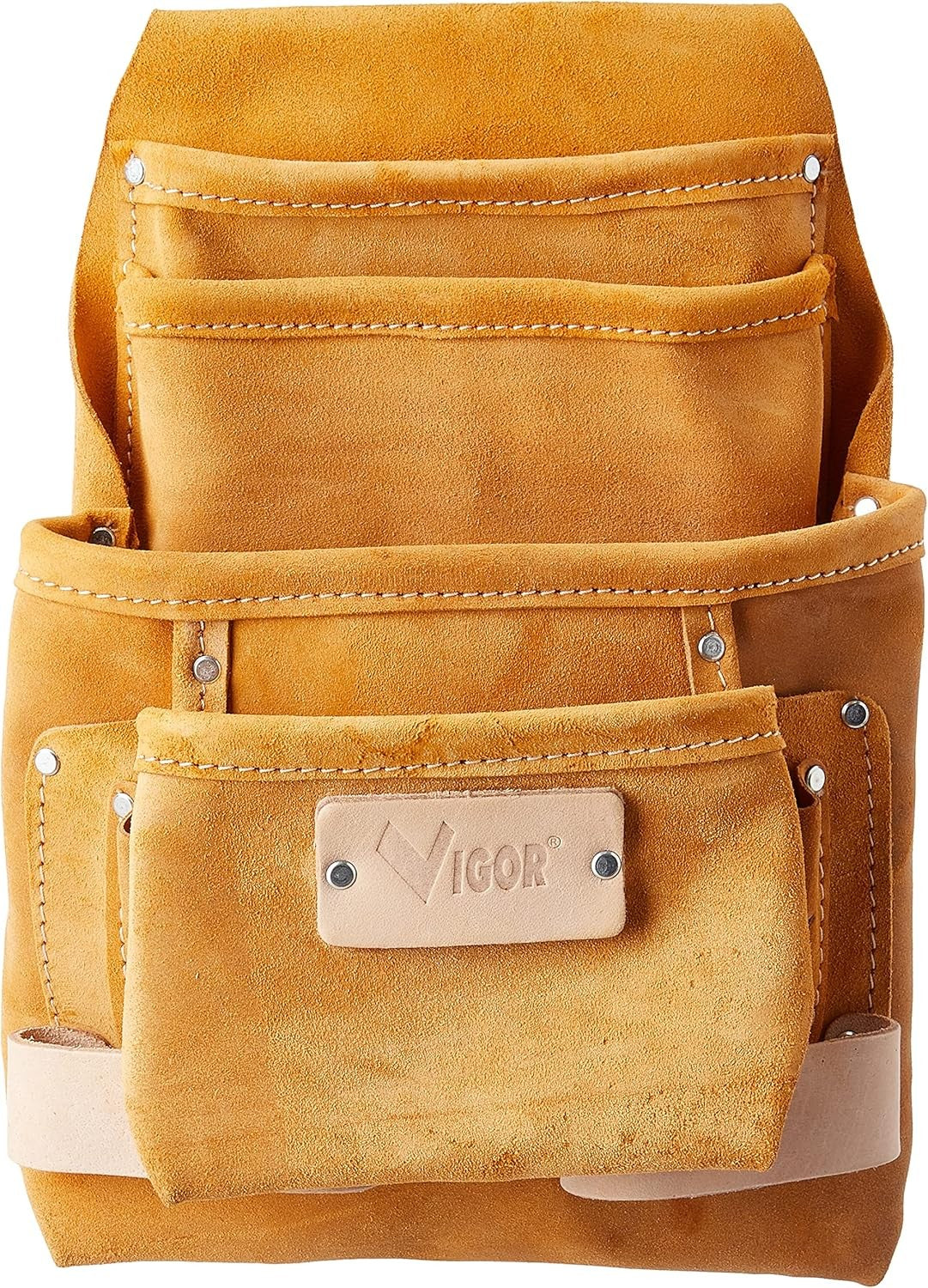 BORSA CARPENTIERE IN VERA PELLE SCAMOSCIATA 6 TASCHE DENVER VIGOR