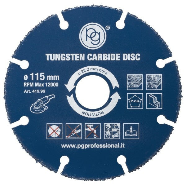 DISCO TAGLIO LEGNO PVC X SMERIGLIATRICE ANGOLARE 115 mm 115X2X22,2 419.96 PG