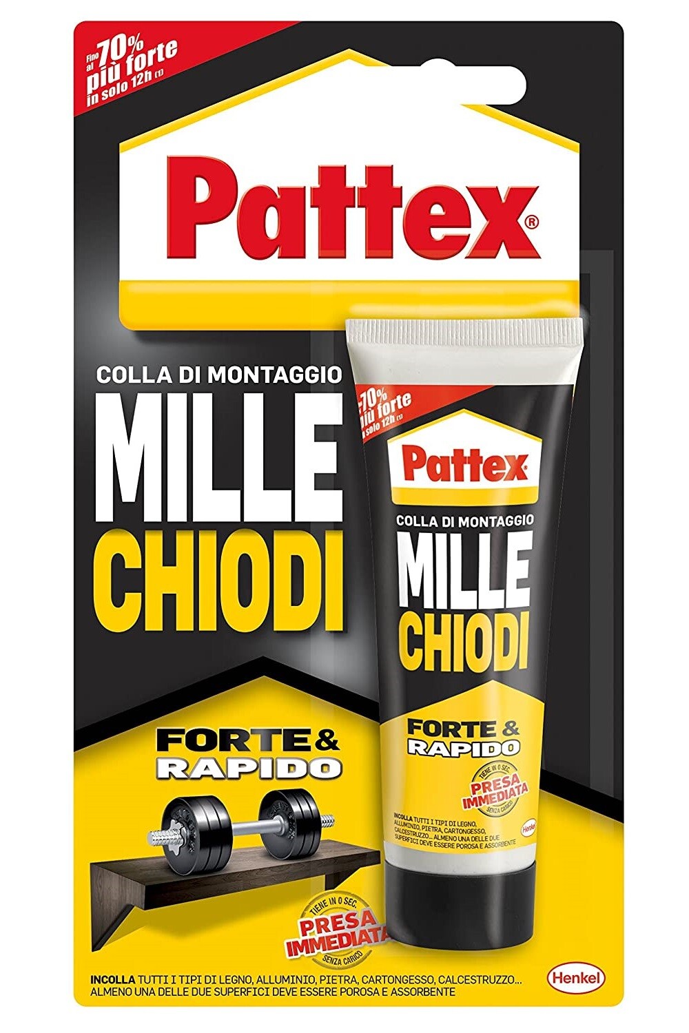 MILLECHIODI PATTEX FORTE&RAPIDO ADESIVO COLLA MONTAGGIO RESISTENTE ACQUA 100 GR