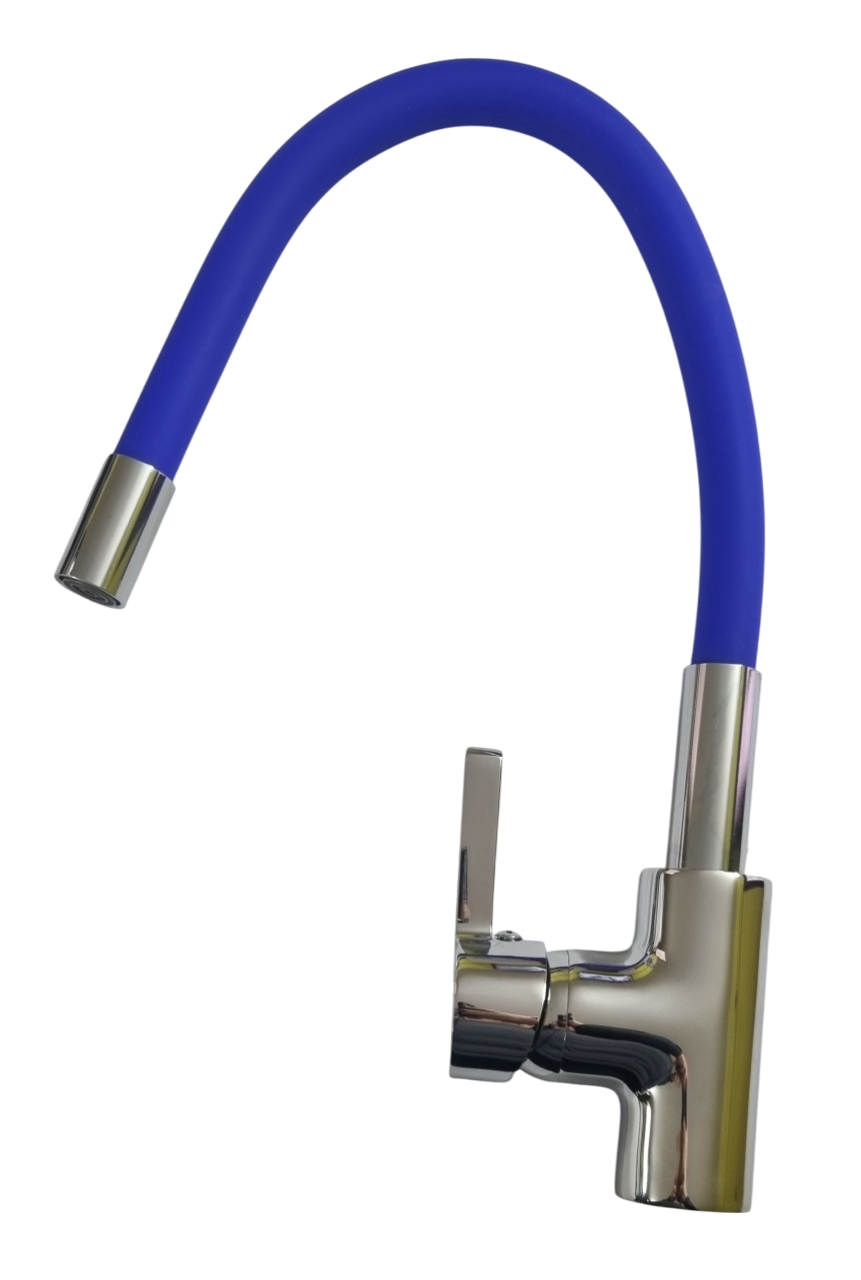 MISCELATORE LAVELLO CUCINA CON CANNA IN SILICONE blu FLESSIBILE AMBROSIANA
