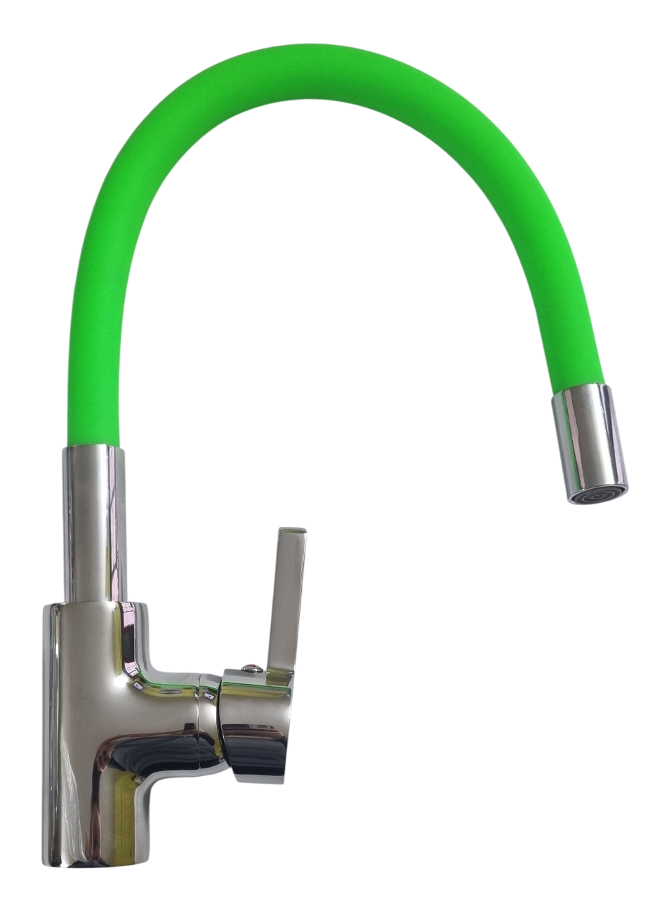 MISCELATORE LAVELLO CUCINA CON CANNA IN SILICONE verde FLESSIBILE AMBROSIANA