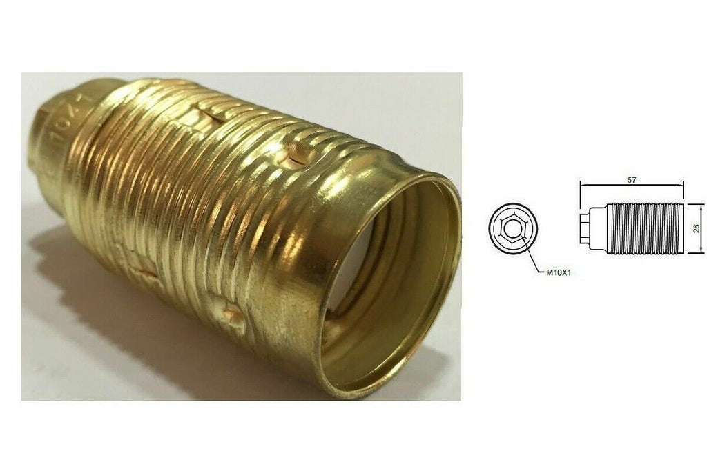 PORTALAMPADA OTTONE E14 ATTACCO PICCOLO TUTTO FILETTATO COLORE OTTONE lampada
