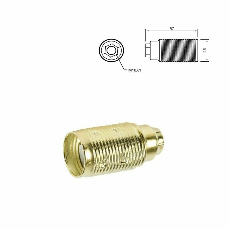 PORTALAMPADA OTTONE E14 ATTACCO PICCOLO TUTTO FILETTATO COLORE OTTONE lampada