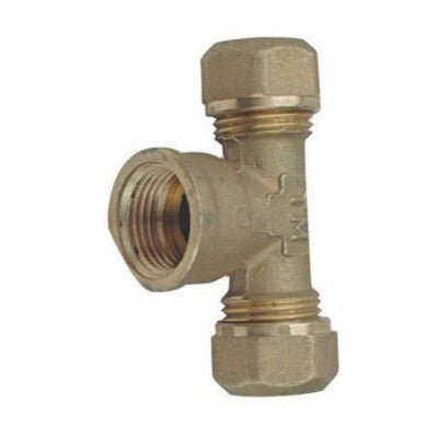 RACCORDO A TEE T PER TUBO RAME FEMMINA 16X1/2X16 16 COMPRESSIONE CONNETTORE