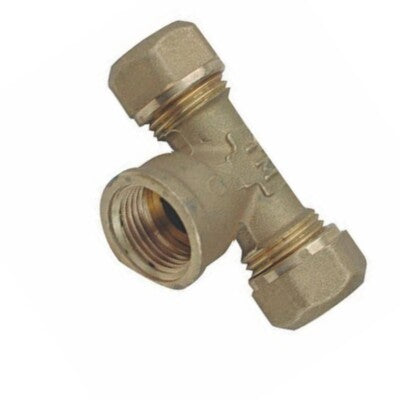 RACCORDO A TEE T PER TUBO RAME FEMMINA 16X1/2X16 16 COMPRESSIONE CONNETTORE