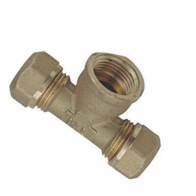 RACCORDO A TEE T PER TUBO RAME FEMMINA 16X1/2X16 16 COMPRESSIONE CONNETTORE