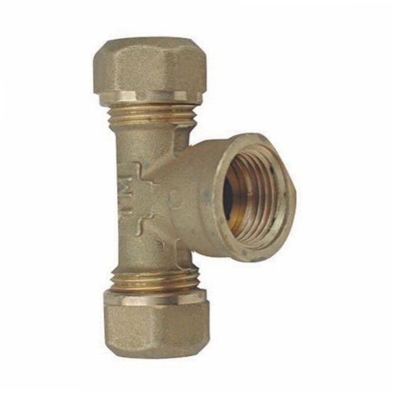 RACCORDO A TEE T PER TUBO RAME FEMMINA 16X1/2X16 16 COMPRESSIONE CONNETTORE