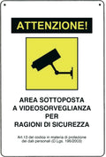 TABELLA CARTELLO ETICHETTA AREA VIDEOSORVEGLIATA ADESIVO 12X18 AREA VIDEOSORVEGL