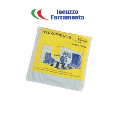 TELO COPRITUTTO 4X4 MQ.16 TELONE CELOFAN PITTURA IDROPITTURA POLVERE PITTORE