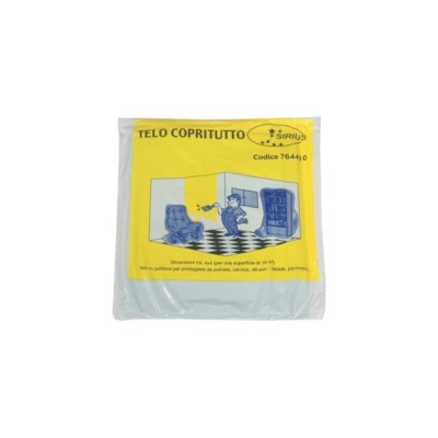 TELO COPRITUTTO 4X4 MQ.16 TELONE CELOFAN PITTURA IDROPITTURA POLVERE PITTORE