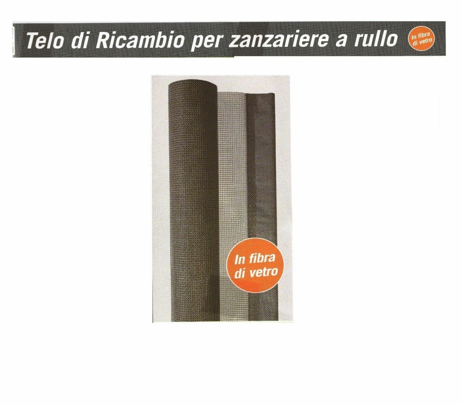 TELO RICAMBIO RETE FIBRA DI VETRO X ZANZARIERA A RULLO VERTICALE GRIGIA 140x250