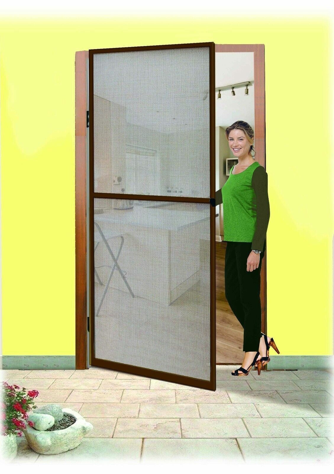 ZANZARIERA PER PORTA UNICO BATTENTE TELAIO IN ALLUMINIO 100X240 cm bronzo