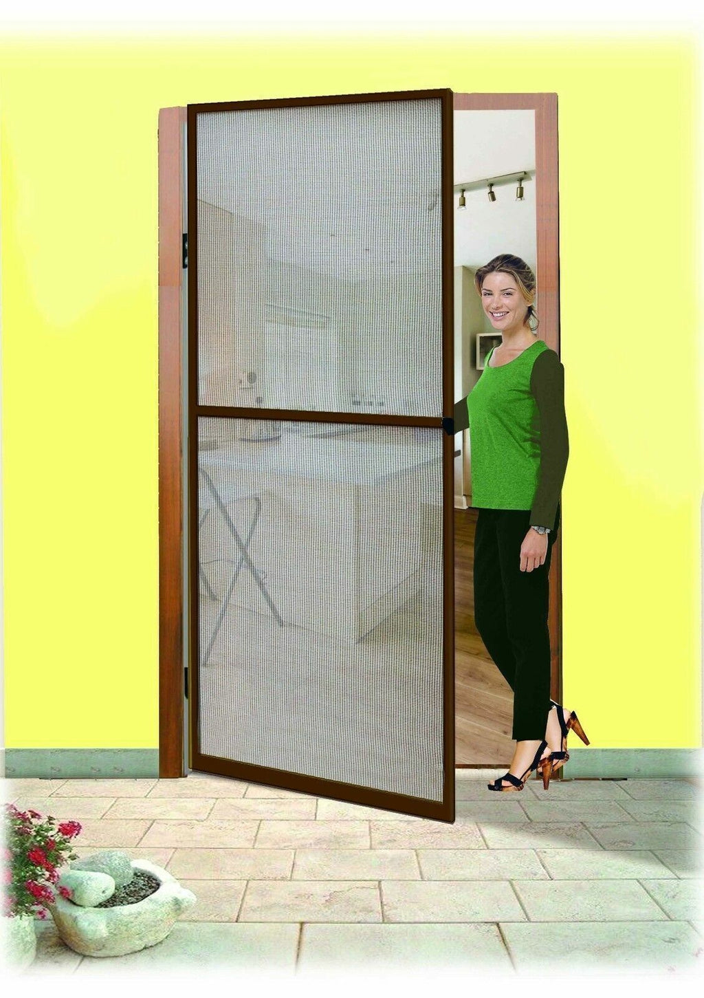 ZANZARIERA PER PORTA UNICO BATTENTE TELAIO IN ALLUMINIO 100X240 cm marrone